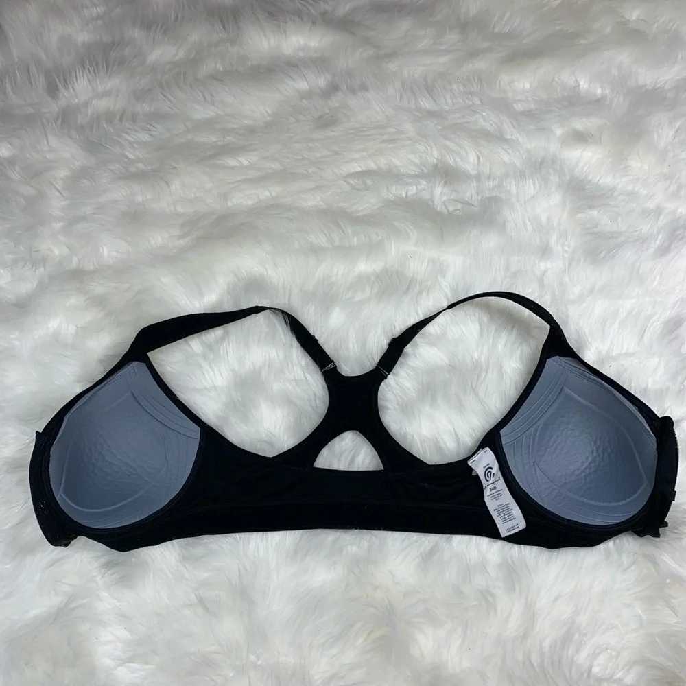 Champion Sport Bra~Gray Padded Wireless Race Back Zip‎ Front~Size 34D